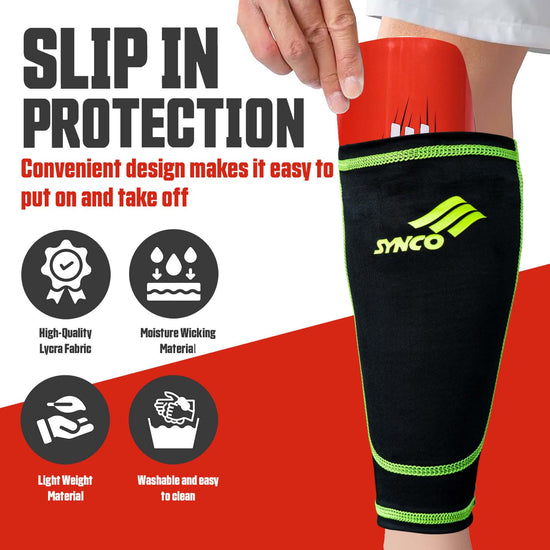 Synco Rise Shin Guard with Sleeve Combo features