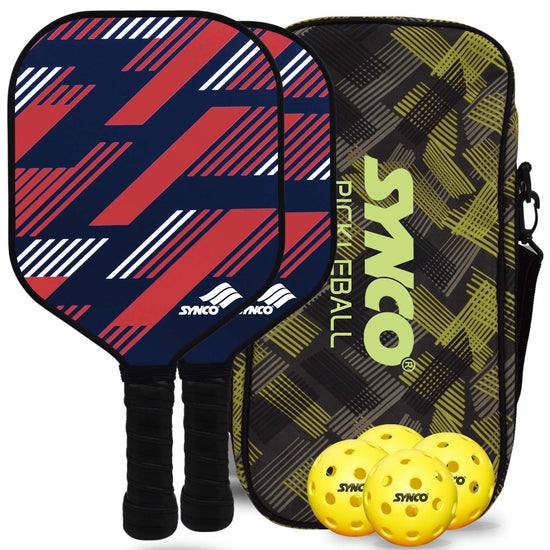 Synco Slash Red PickleBall Paddles set of 4 pickleballs with Carrybag