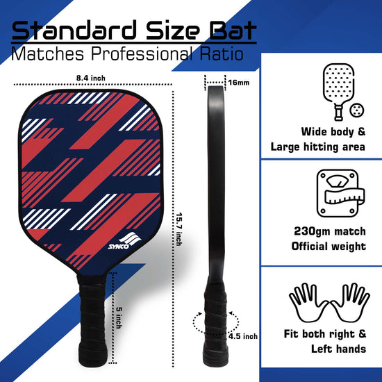 Synco red Pickleball paddles size ratio 