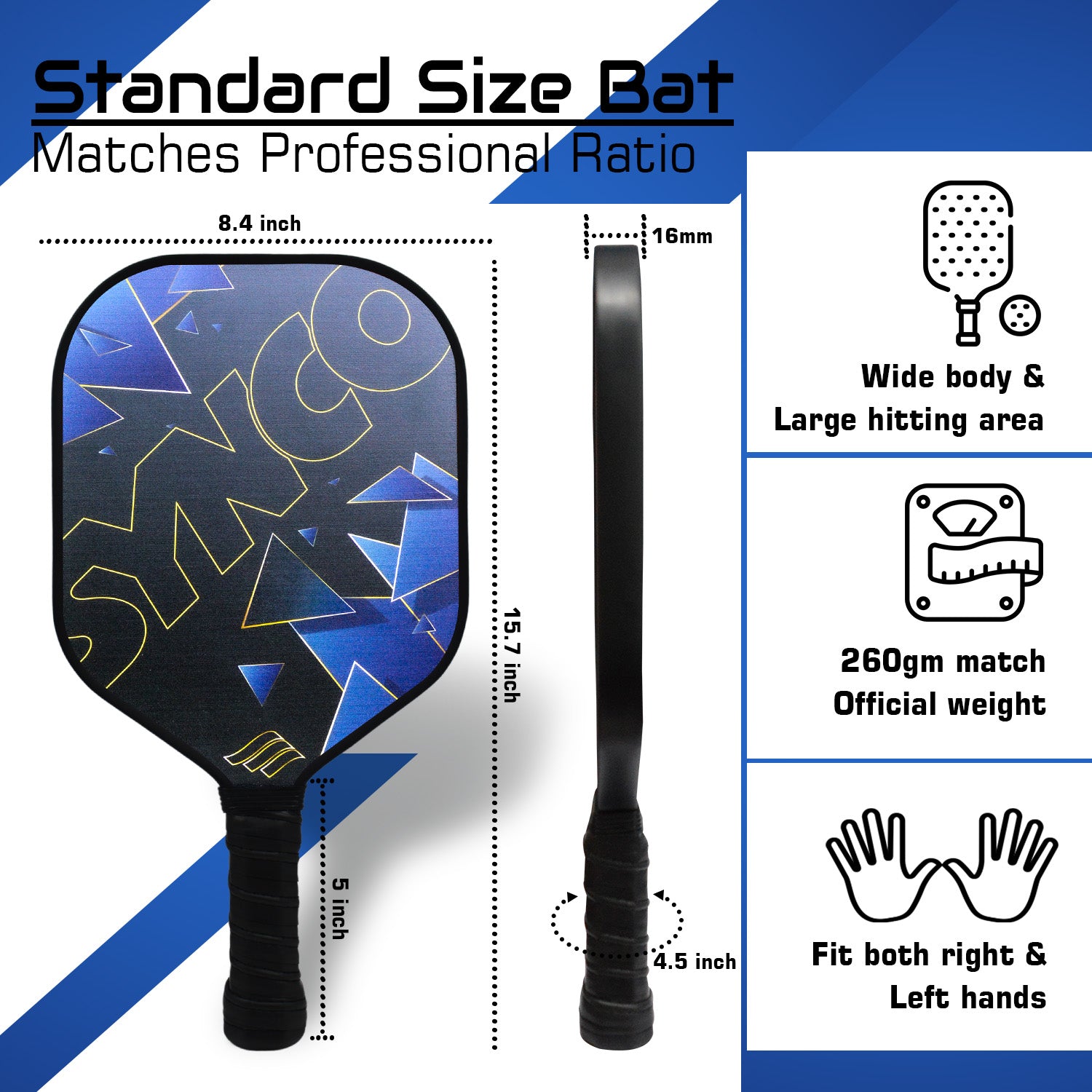 Synco Glory Pickleballs Paddles Blue Design 