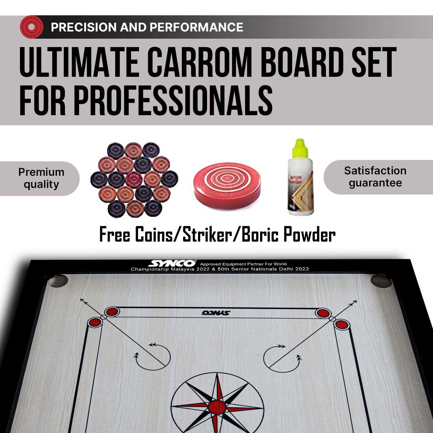 Synco Wooden Carrom Board Set