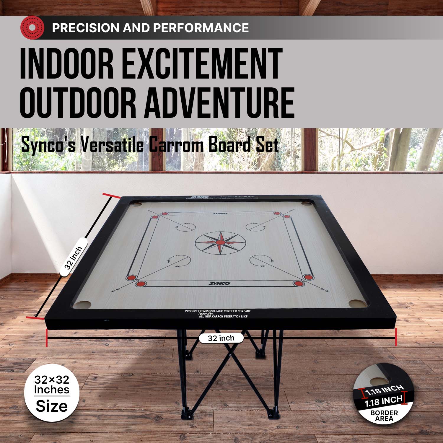 Synco wooden polished Carromboard
