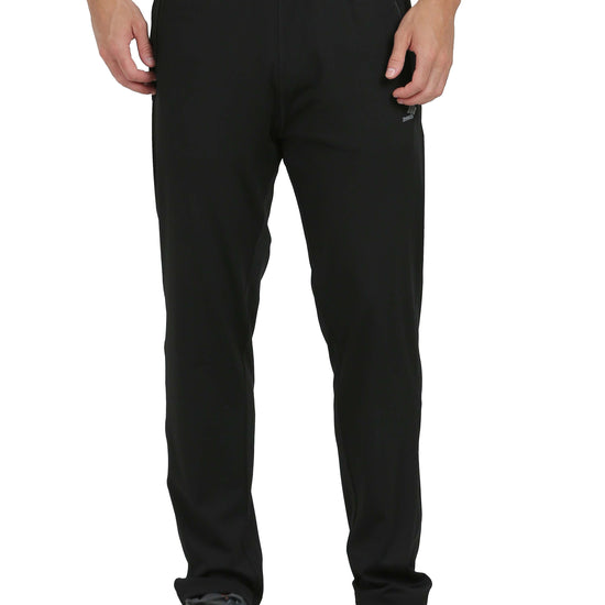 Synco Vogue Performance Trackpants For Men in black colour  front 
