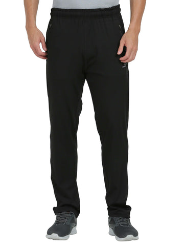 Synco Vogue Performance Trackpants For Men in black colour  front 
