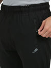 Synco Vogue Performance Trackpants For Men in Black colour side front top 
