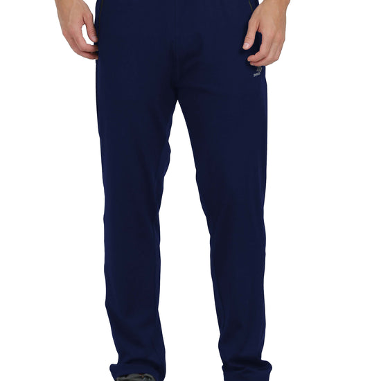 Synco Vogue Performance Trackpants For Men in Navy blue colour front 