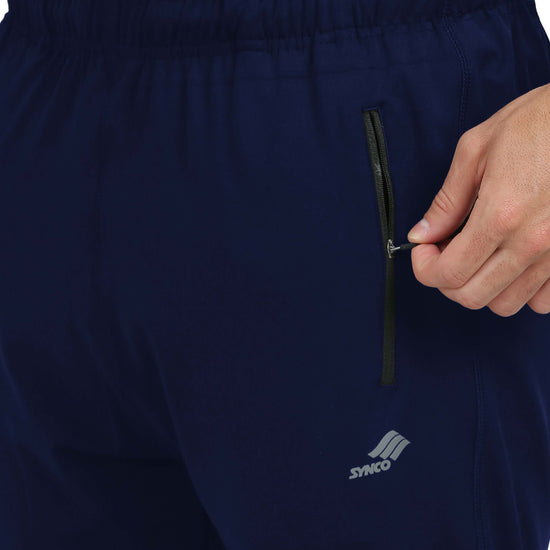 Synco Vogue Performance Trackpants For Men (Navy-Blue) side front 