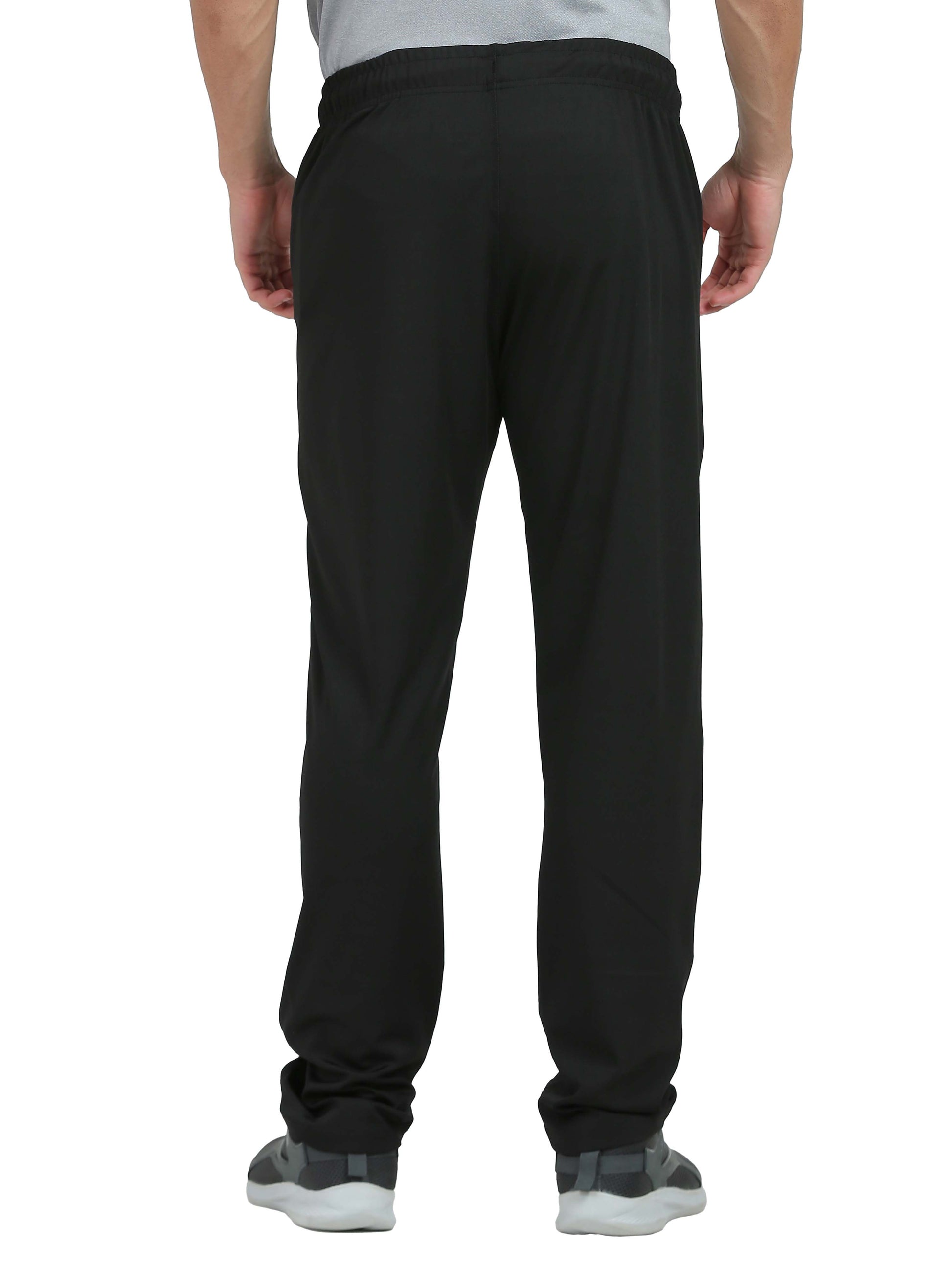 Synco Vogue Performance Trackpants For Men in Black colour back 