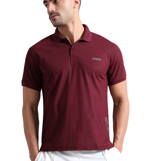 Synco Zen Polo Tshirt for Men Maroon colour front 