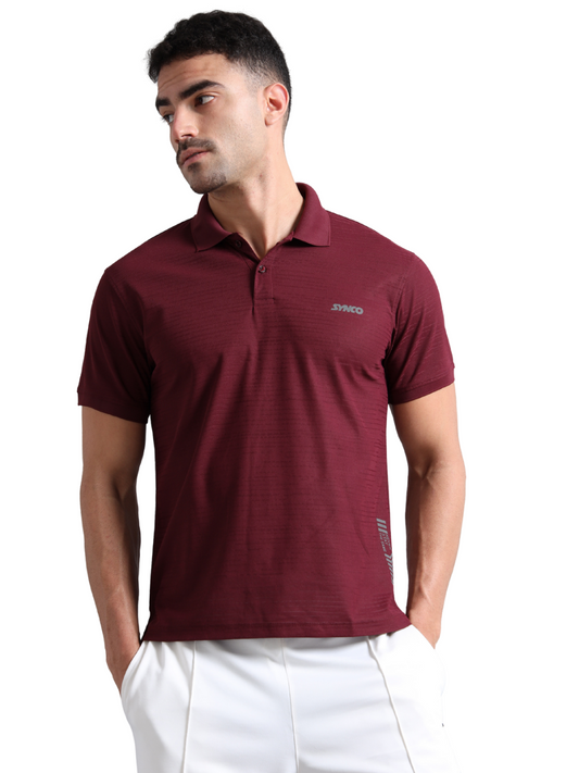 Synco Zen Polo Tshirt for Men Maroon colour front 