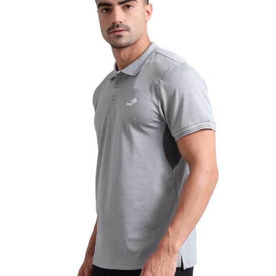 Synco Zen Polo Tshirt for Men in grey colour side front 