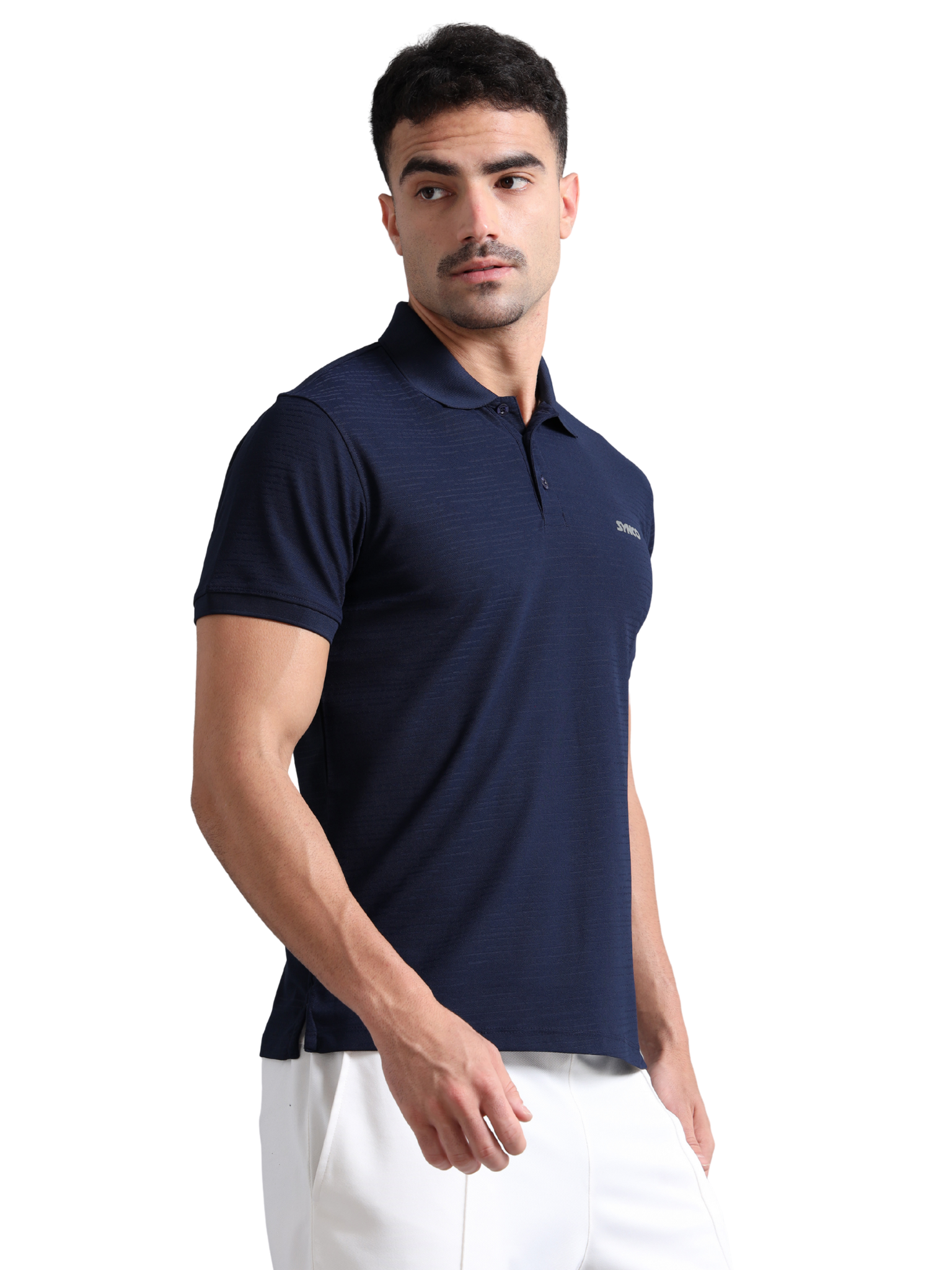 Synco Zen Polo Tshirt for Men Blue side front 