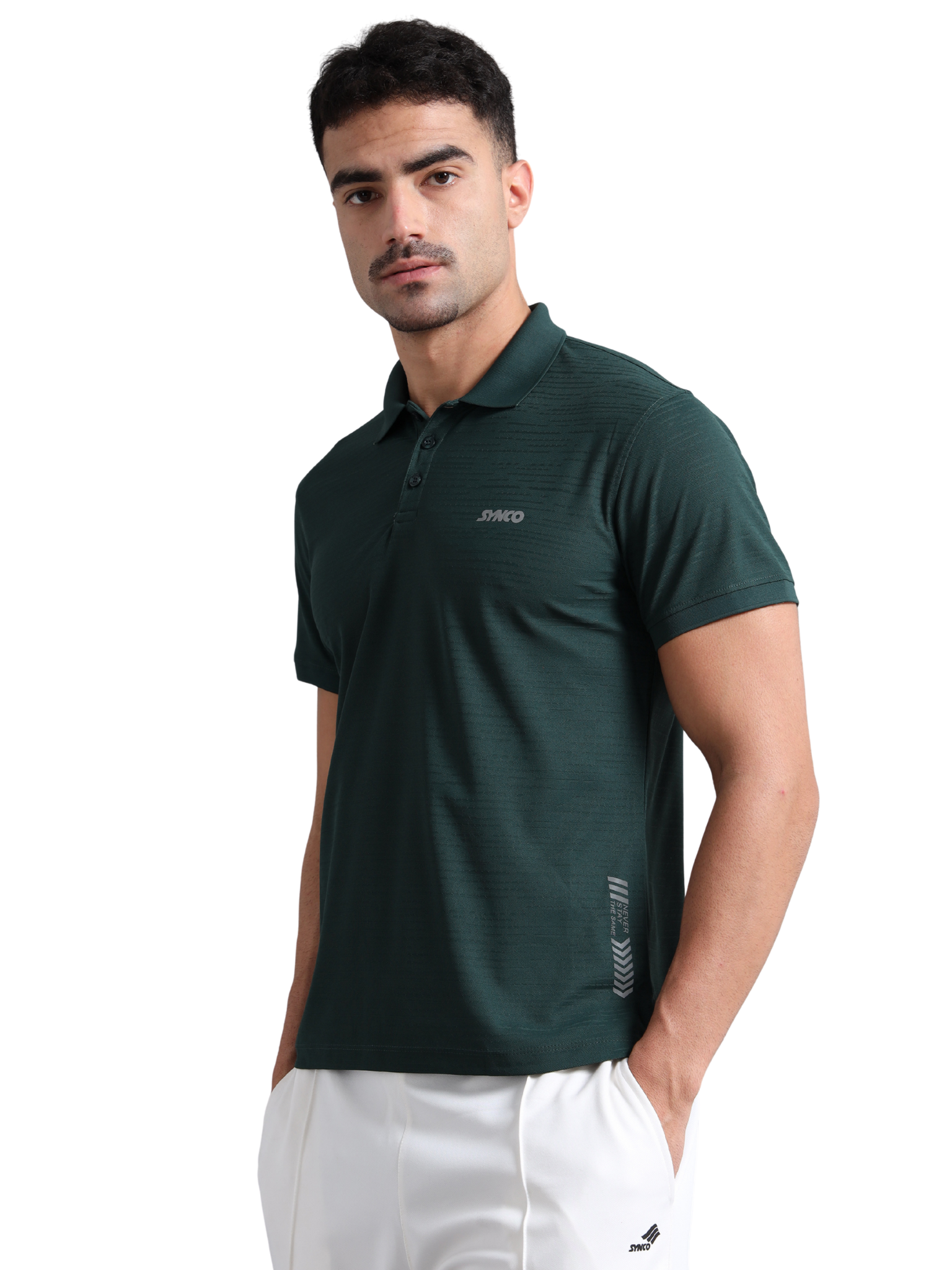 Synco Zen Polo Tshirt for Men green colour side front 