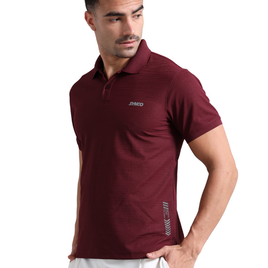 Synco Zen Polo Tshirt for Men in Maroon colour side front 