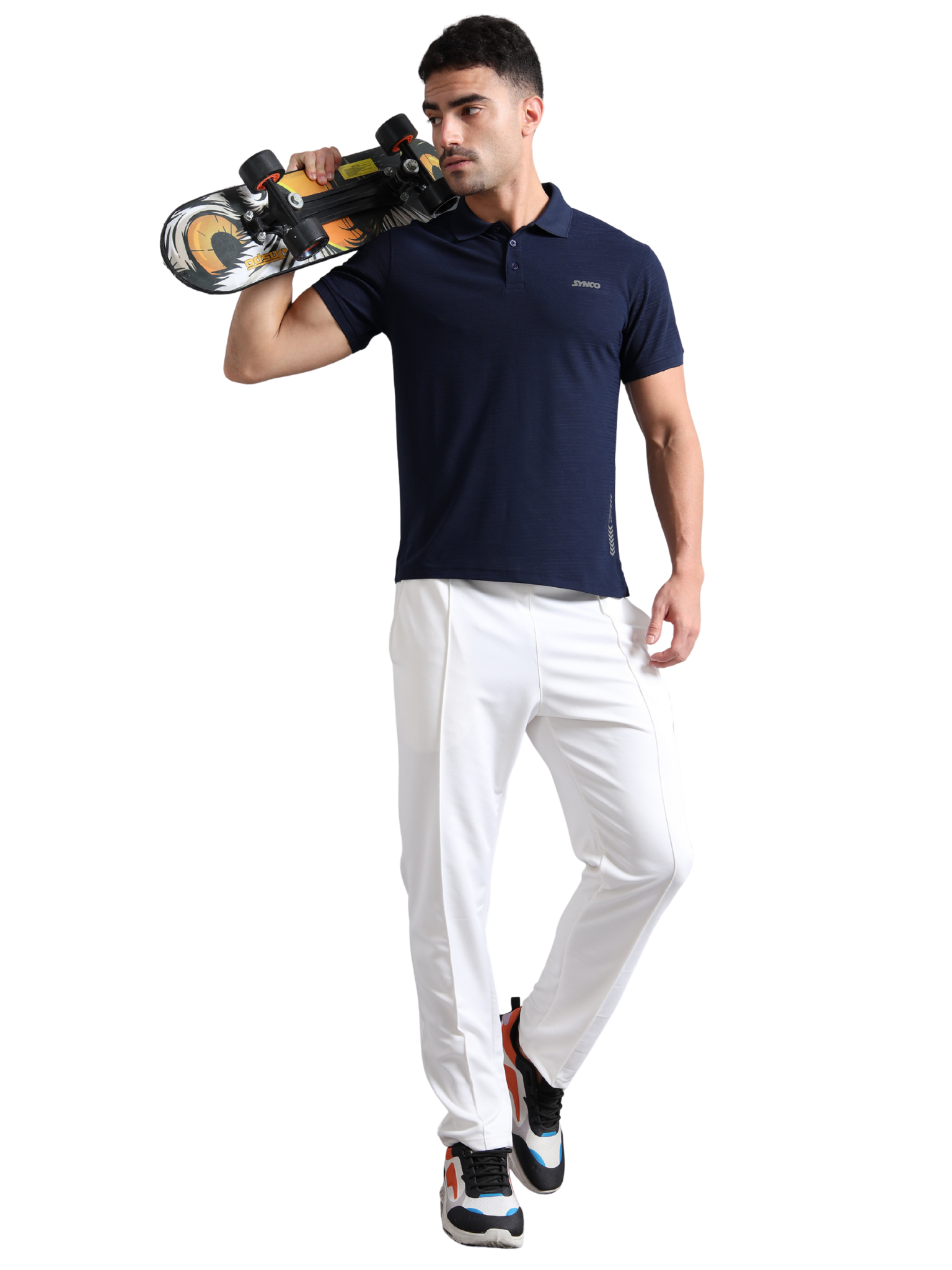 Synco Zen Polo Tshirt for Men in blue colour front 