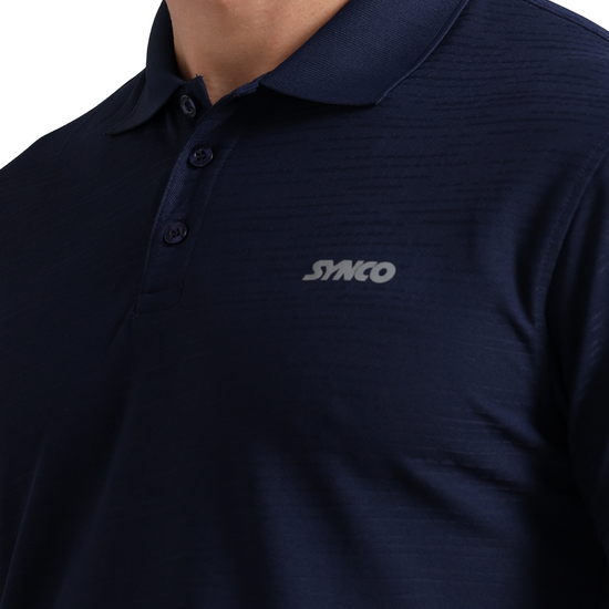 Synco Zen Polo Tshirt for Men in blue colour front top 