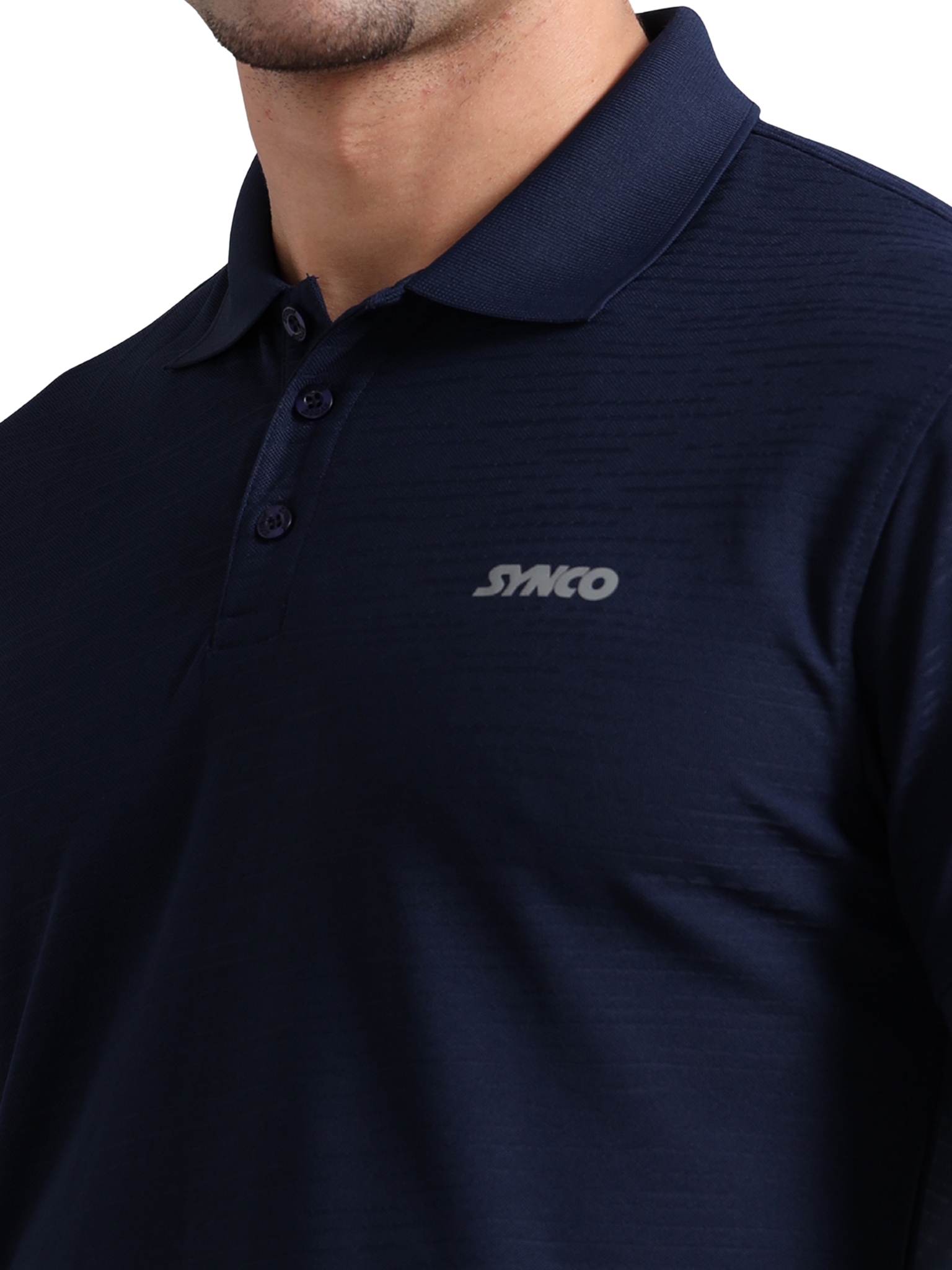 Synco Zen Polo Tshirt for Men in blue colour front top 