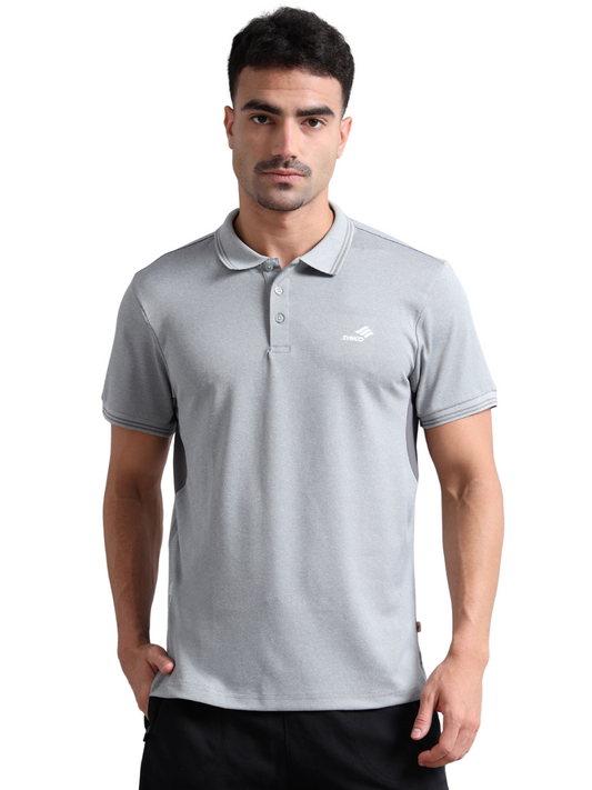 Synco Zen Polo Tshirts for men in grey colour front 