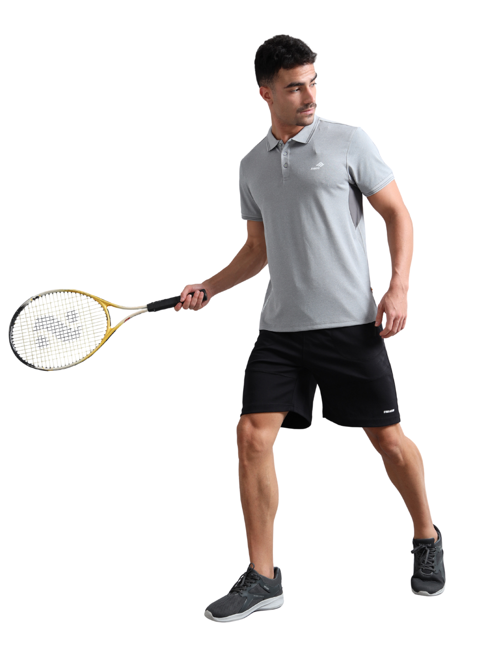 Synco Zen Polo Tshirt for Men in grey colour front 