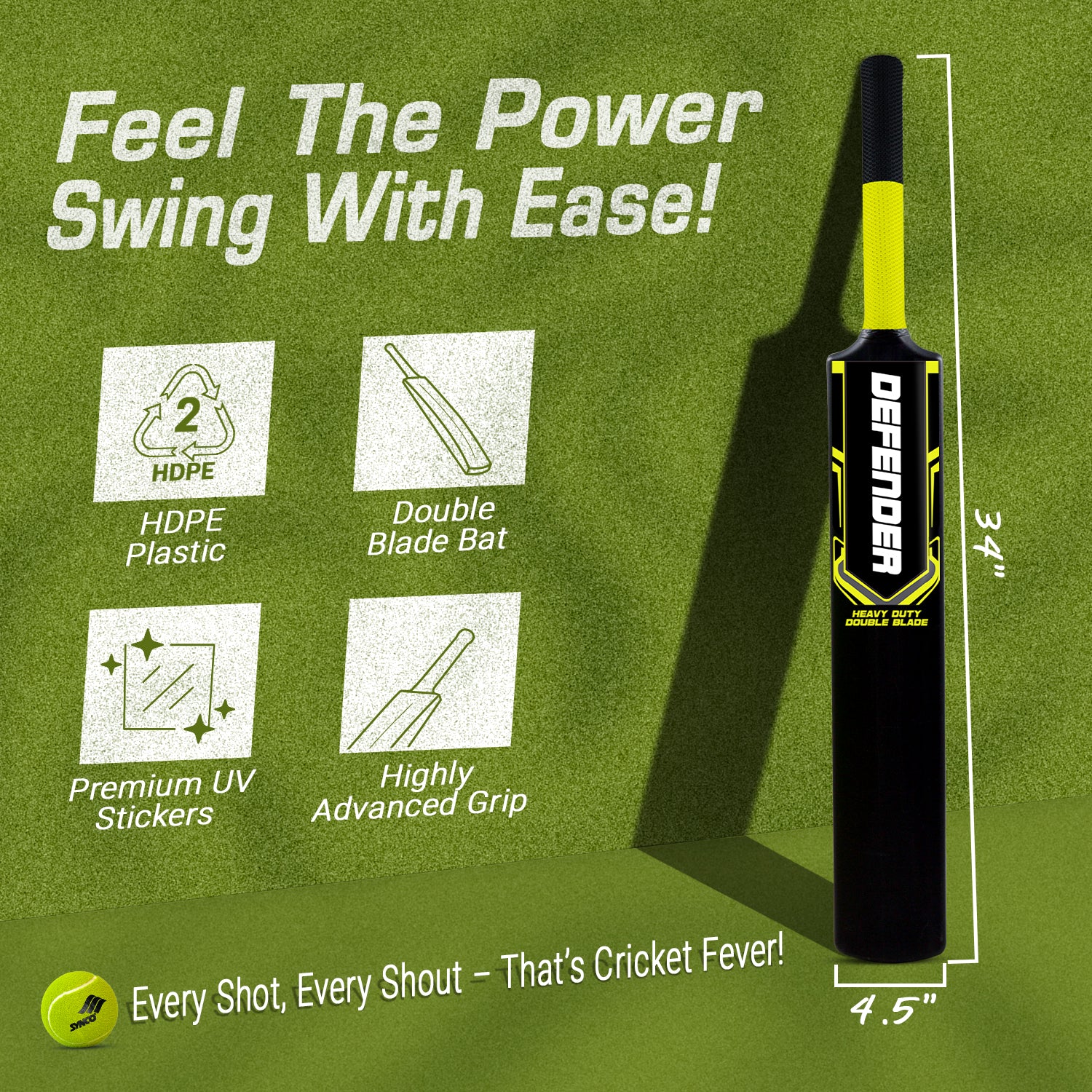 Synco defender cricket plastic bat benifits and features 