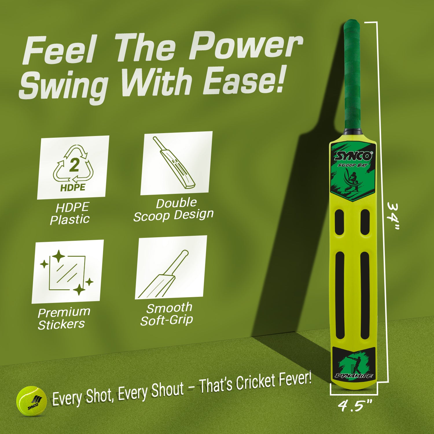 Synco dynamite hard plastic cricket bat  features benifits 