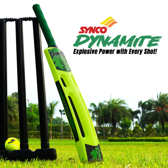 Synco dynamite scoop edition hard plastic cricket bat side front 