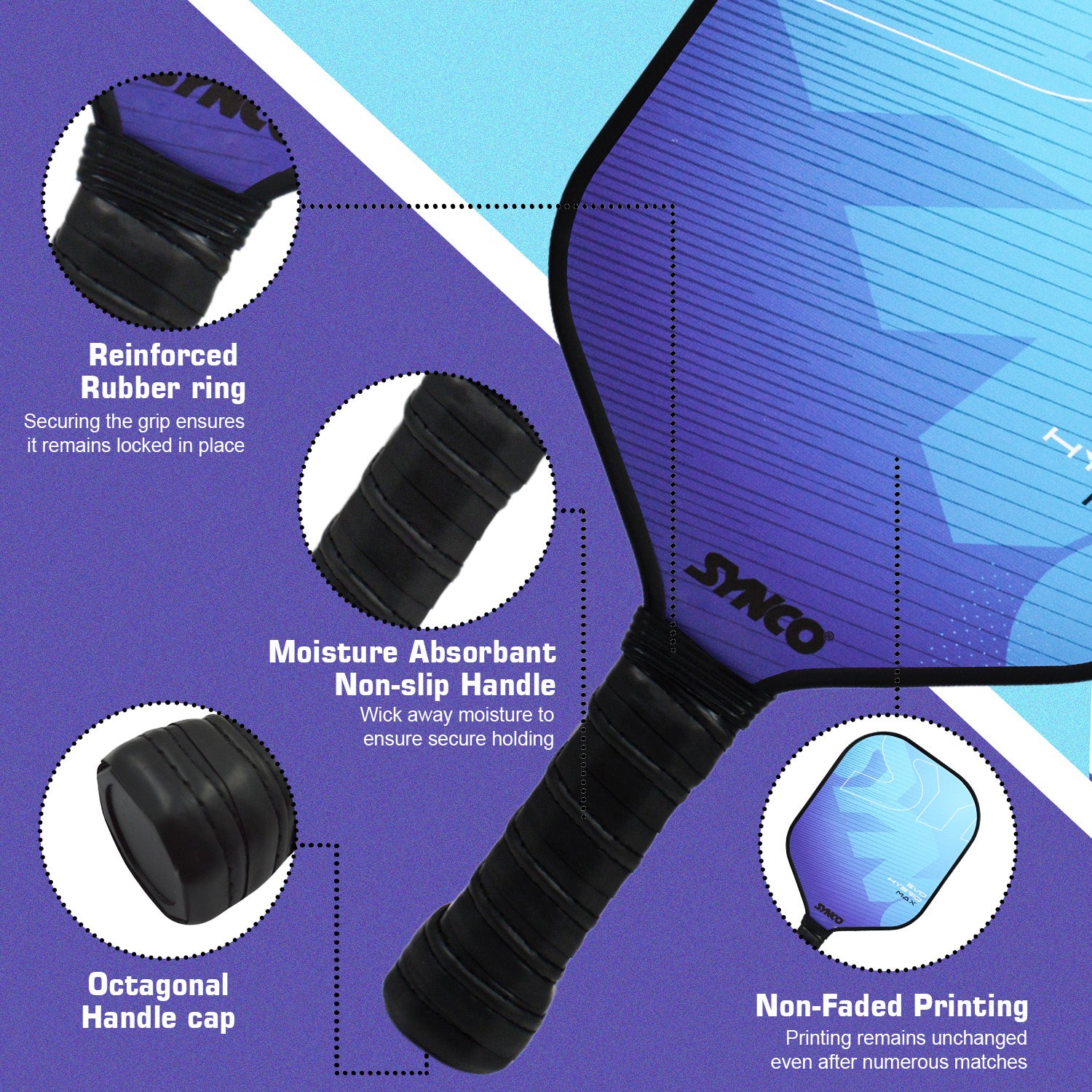Synco Pickleball Paddle Set Hybrid Max Blue | 2 Pickleball Rackets