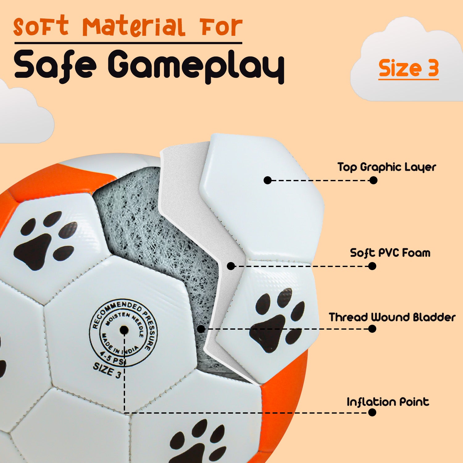 Synco kids fox faced football size 3 features 