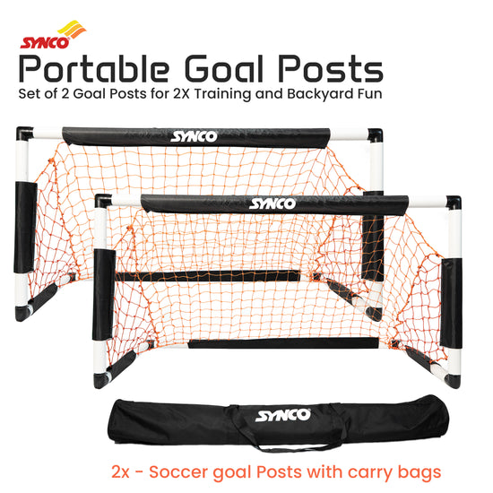 Synco kids goal posts set of 2 portable goal posts with carry  bags 