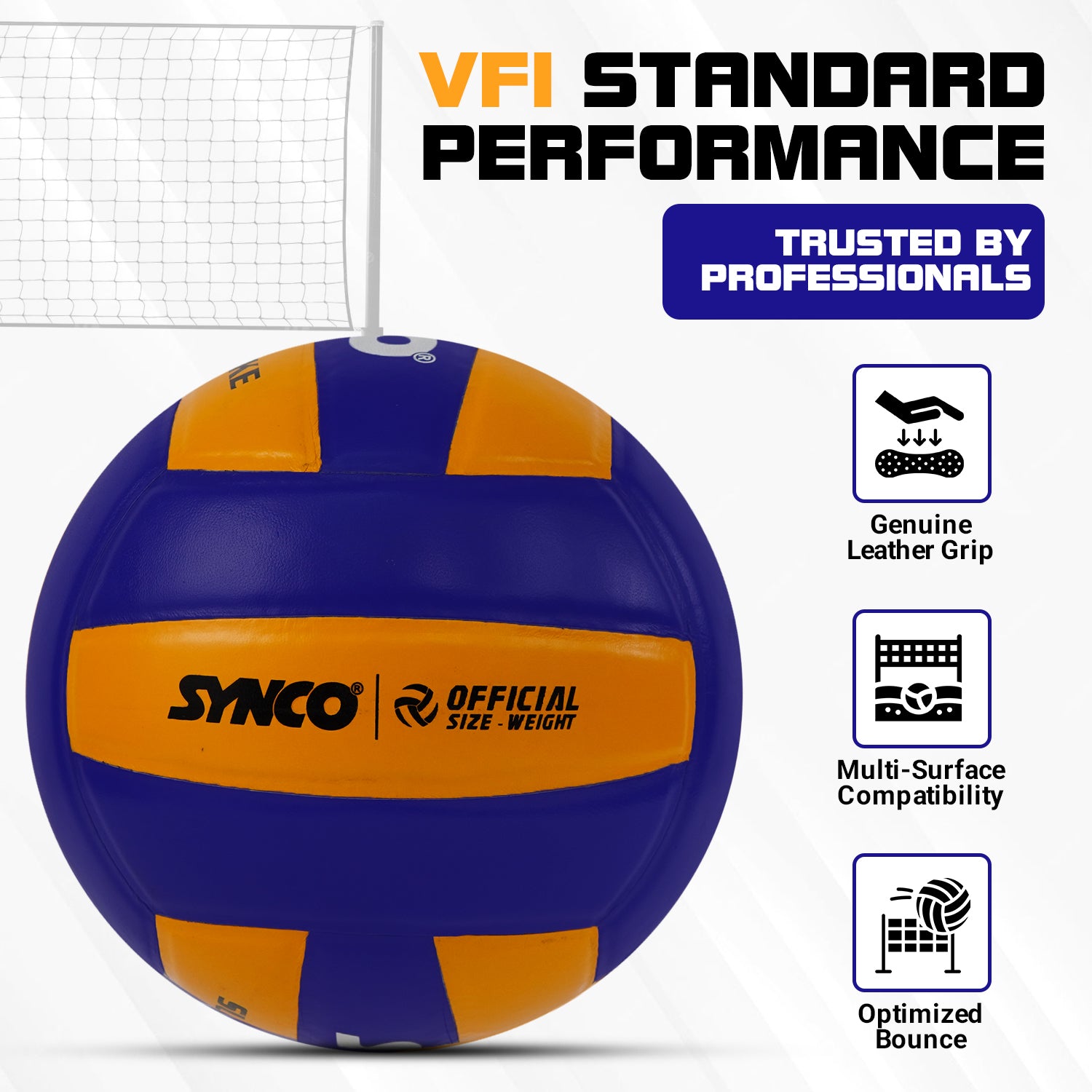 size 4 synco  leather volleyball super spike features and benifits 