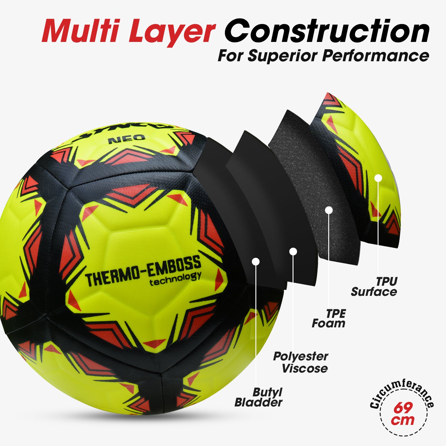 Synco thermoemboss neo football  multilayer construction design 