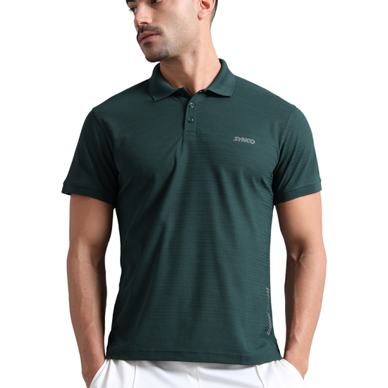 Synco Zen Polo Tshirt for Men green colour front 