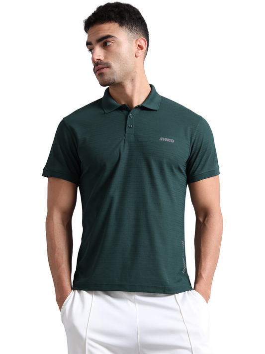 Synco Zen Polo Tshirt for Men green colour front 