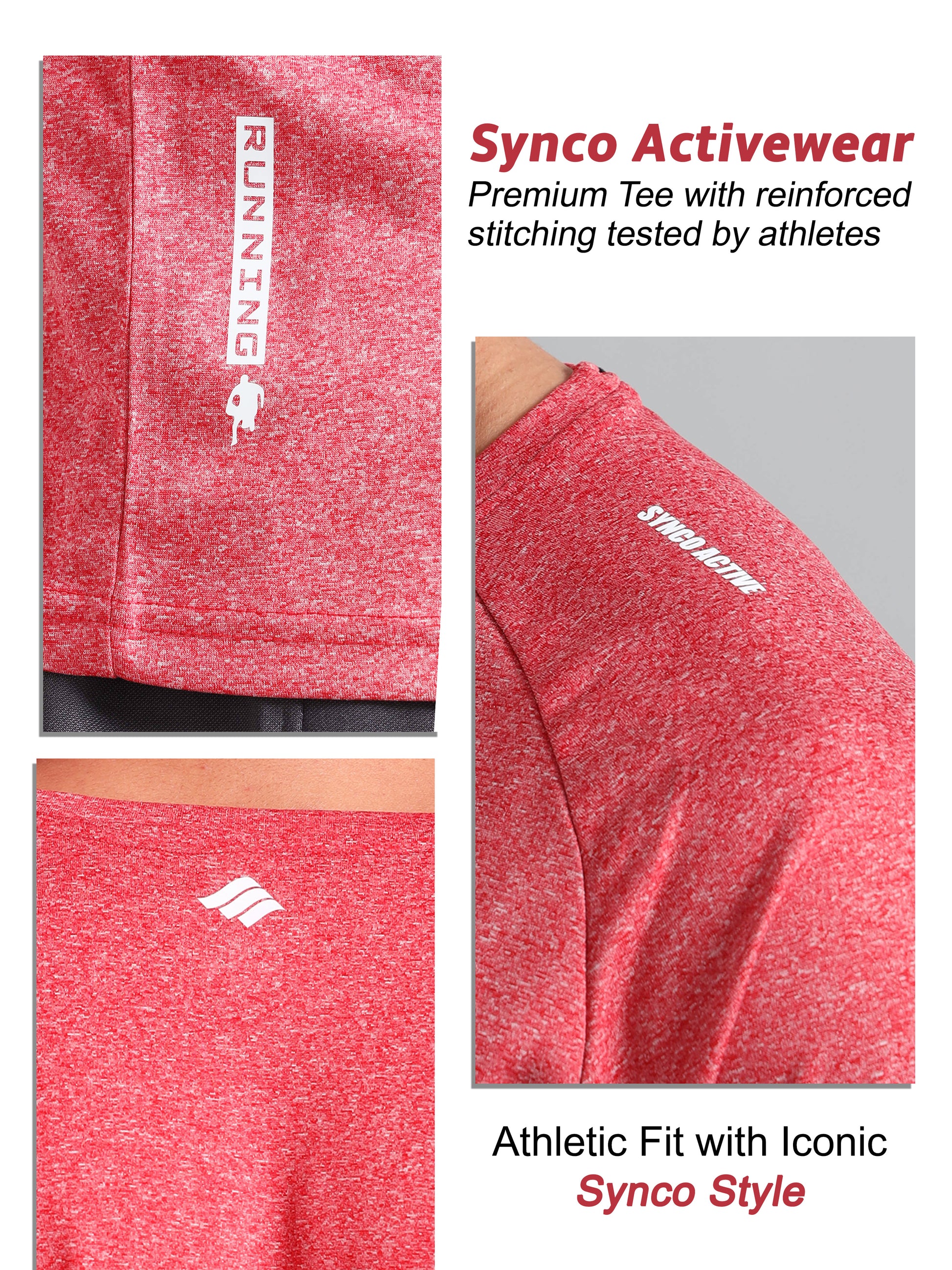 Synco Fusion Sports red color premium T-shirt for men