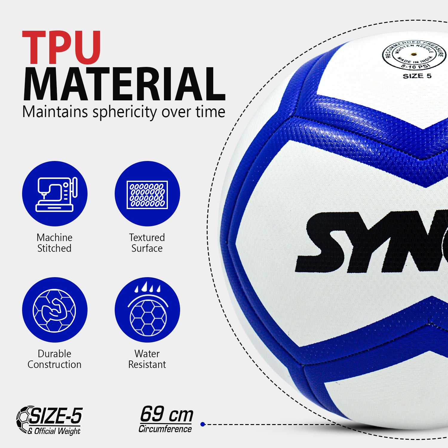 Synco Prisma Football Professional Soccer Ball TPU material benifits features 