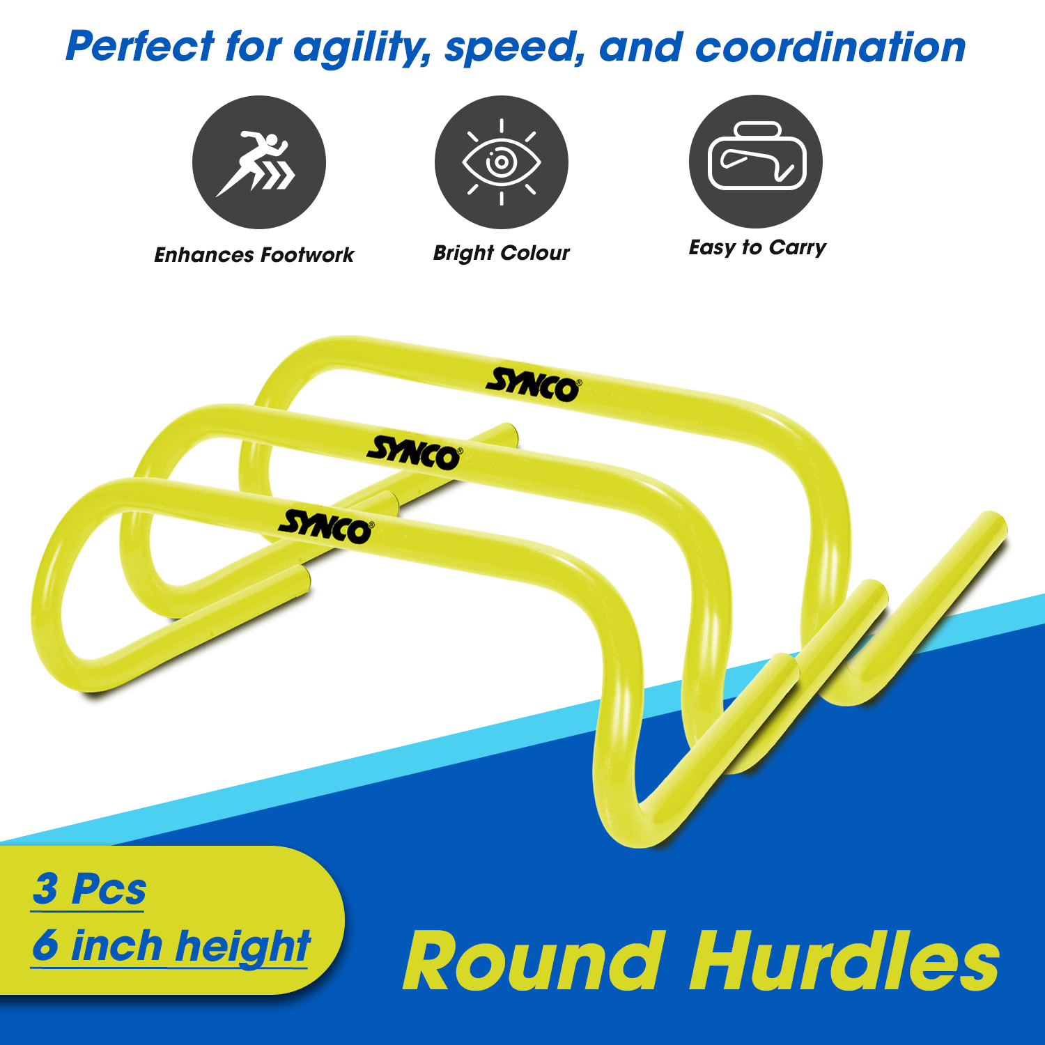 Synco round hurdles 3pcs 6inch height