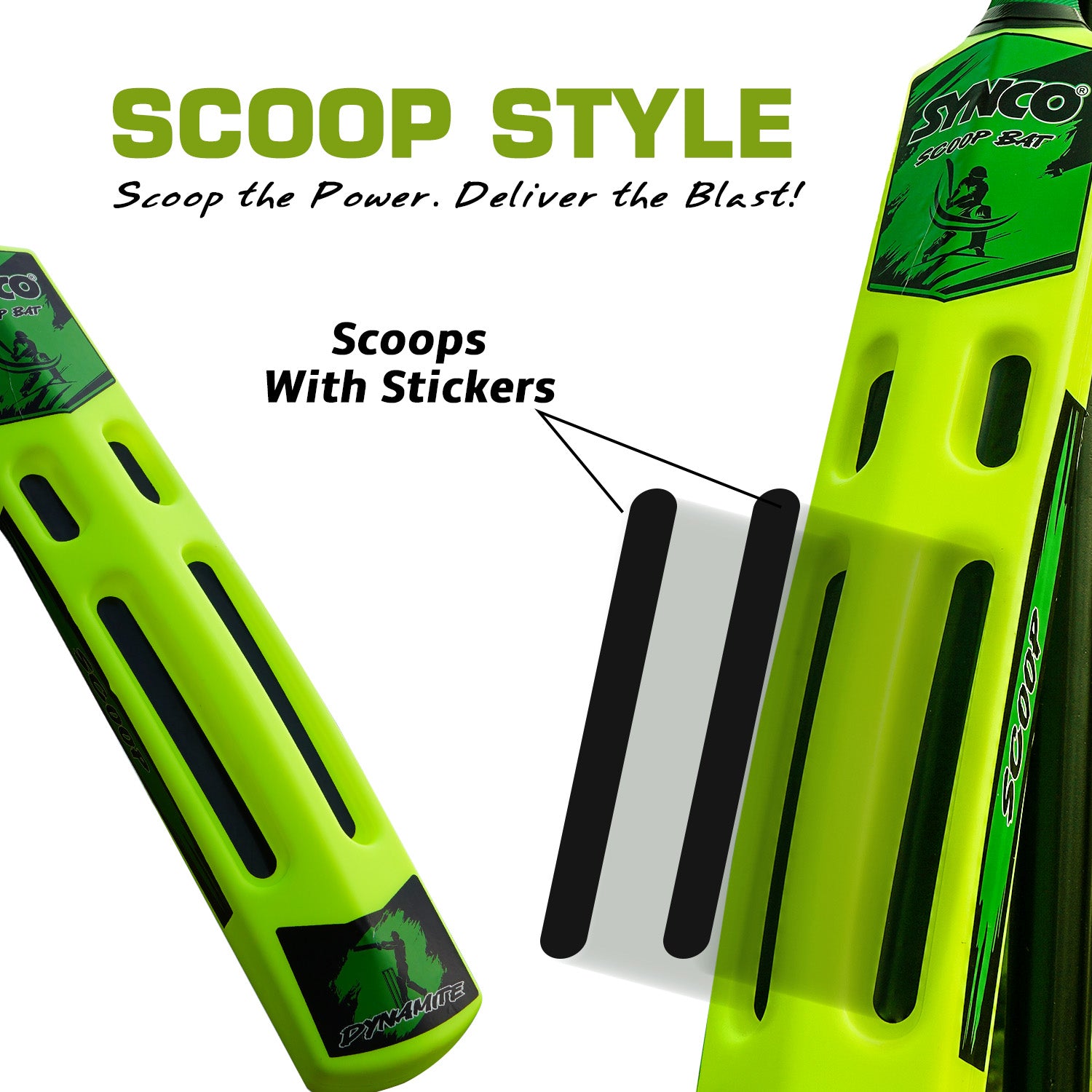 Synco scoop edition plastic cricket  bat with scoops stickers