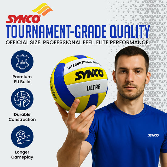Synco ultra blue yellow volleyball feature built quality