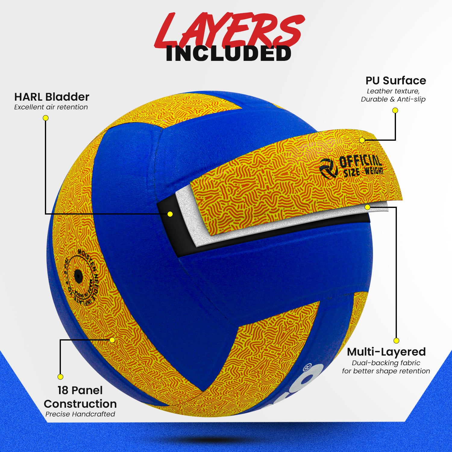 Volleyball ball PU pasted 18 Construction Synco