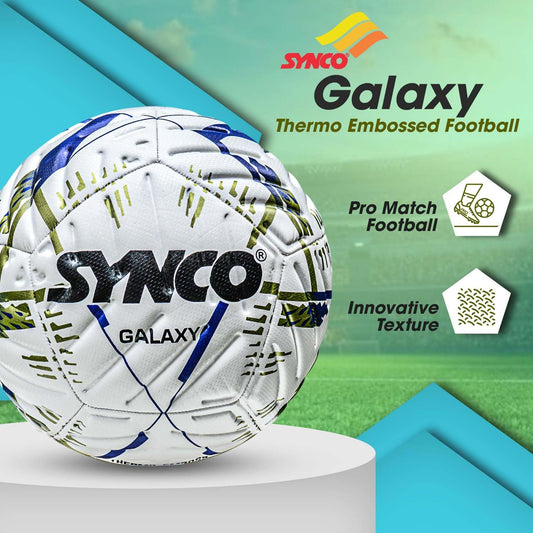 Synco Galaxy Embossed Football | 12 Panel Thermo Fusion Football Match Ball | TPU Machine Stitched Football for Hard Ground | Professional Football Ball for Training and Matches, Size-5