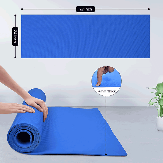 Synco Yoga Mat with Carrying Strap (Color: Blue)
