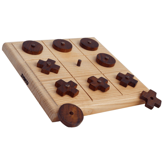 SYNCO Wooden Noughts and Crosses Tic Tac Toe Pedagogical Board Games for Kids 7 and Up 4.5 X 4.5 Inches