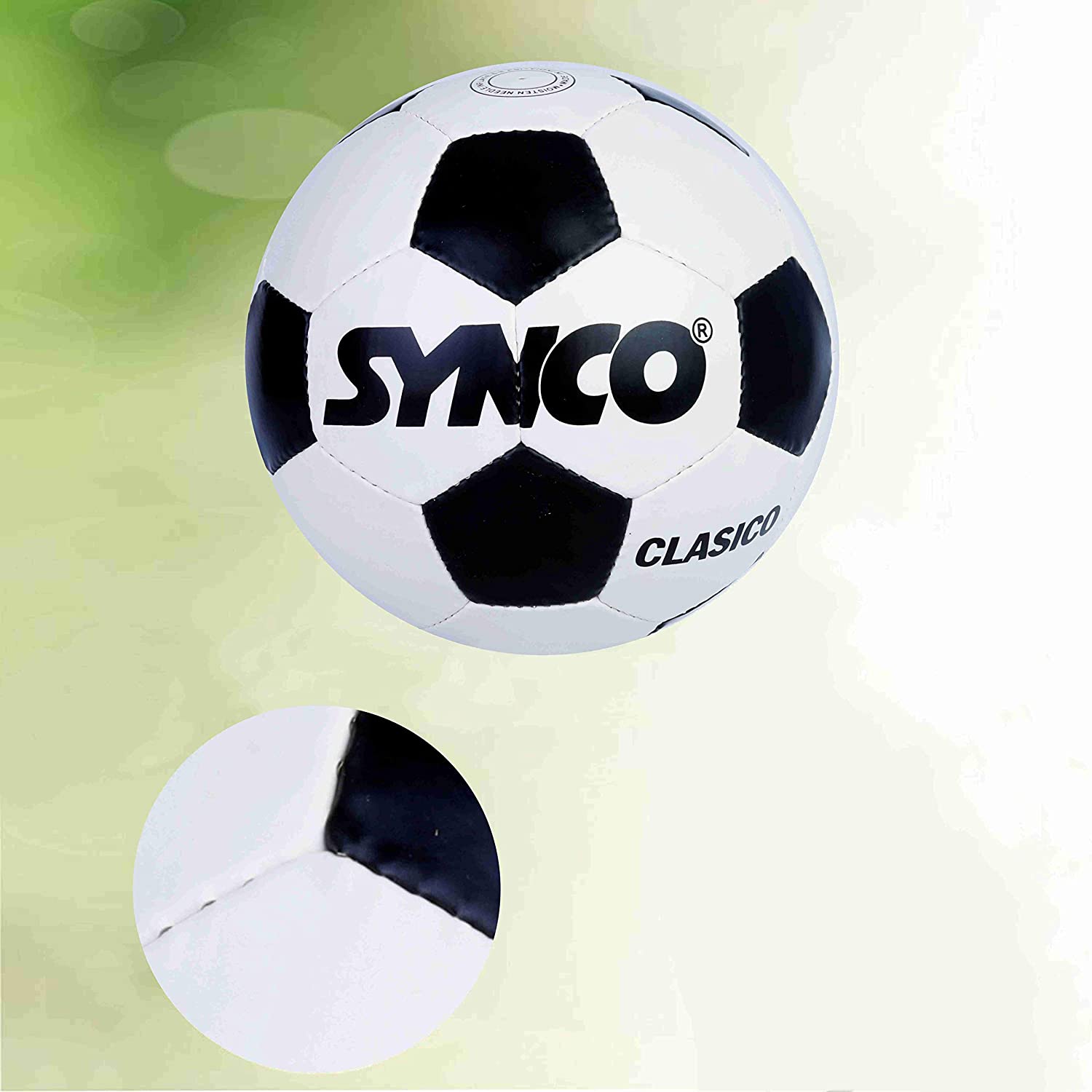 SYNCO World Cup Clasico <br>Rubber Football/Soccer Ball <br>Size-5 White/Black - 5