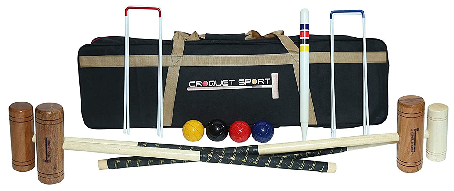 Synco Croquet Sport Family Croquet Set 4 Player, Family Set with Croquet Balls and <br> Accessories (38 Inch), Perfect<br> for Lawn, Backyard, Parks and Gardens for Fun, Party and <br>Family Games. - 1