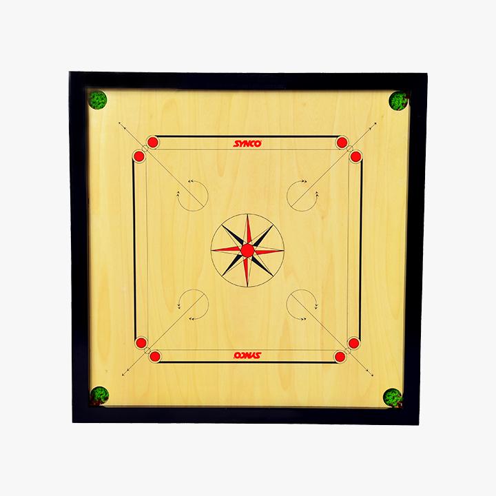 Carrom Board Synco 66x66 spel met complete accessoires en glijpoeder - 2966 Carrom Board Synco 66x66 spel met complete accessoires en glijpoeder - 2966
