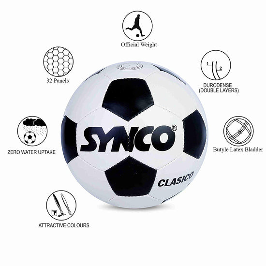 SYNCO World Cup Clasico <br>Rubber Football/Soccer Ball <br>Size-5 White/Black - 2