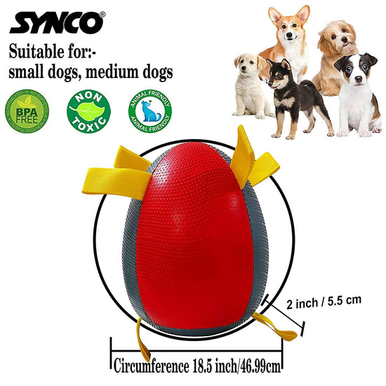 Synco Reflex Red with Green <br>Holding Loops Dog Ball Size 3| Dog Toy| Dog Ball| Chew Toy <br>(Red) - 4